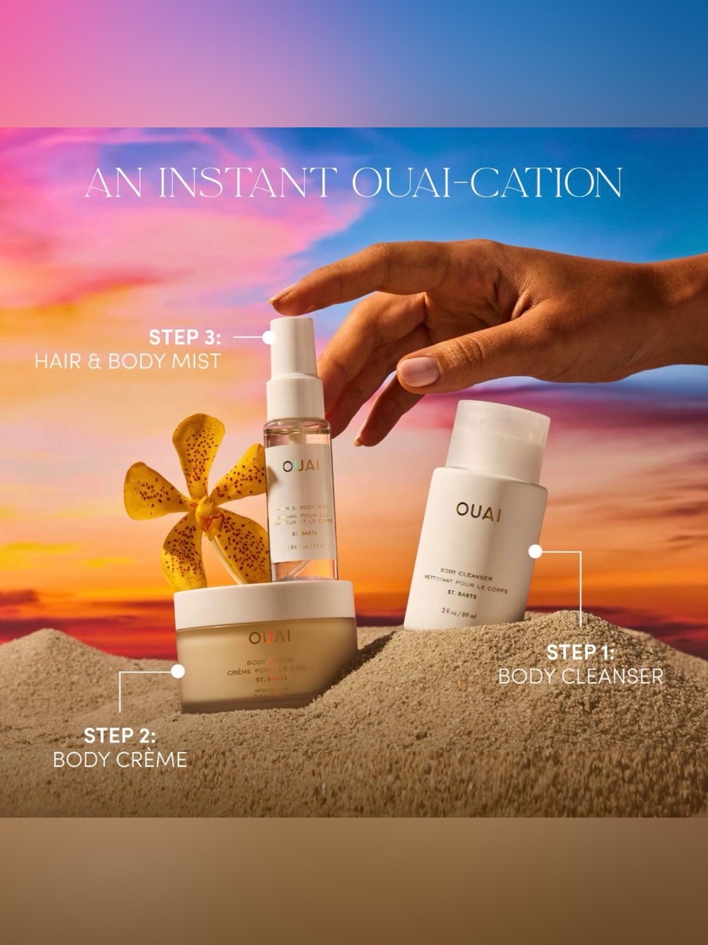OUAI Body Cleanser, Body Crème & Hair & Body Mist
